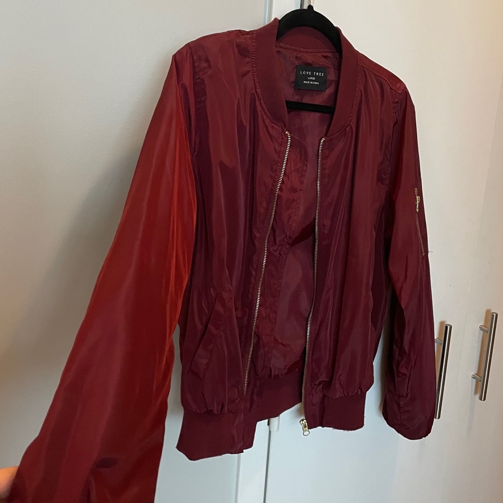 Maroon Bomber Jacket Size Large - image 3
